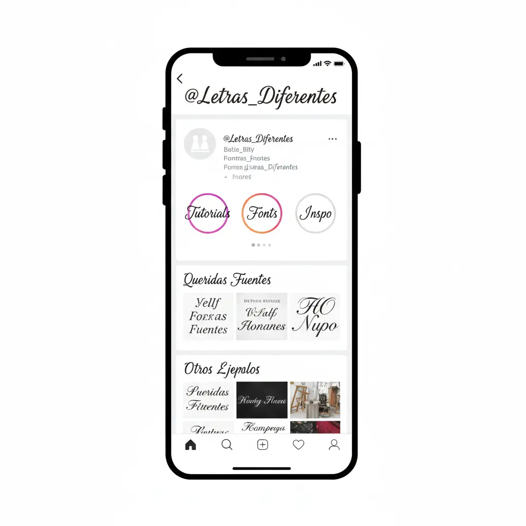 Exemplos de fontes para bio do Instagram mostrando estilos criativos, minimalistas e profissionais
